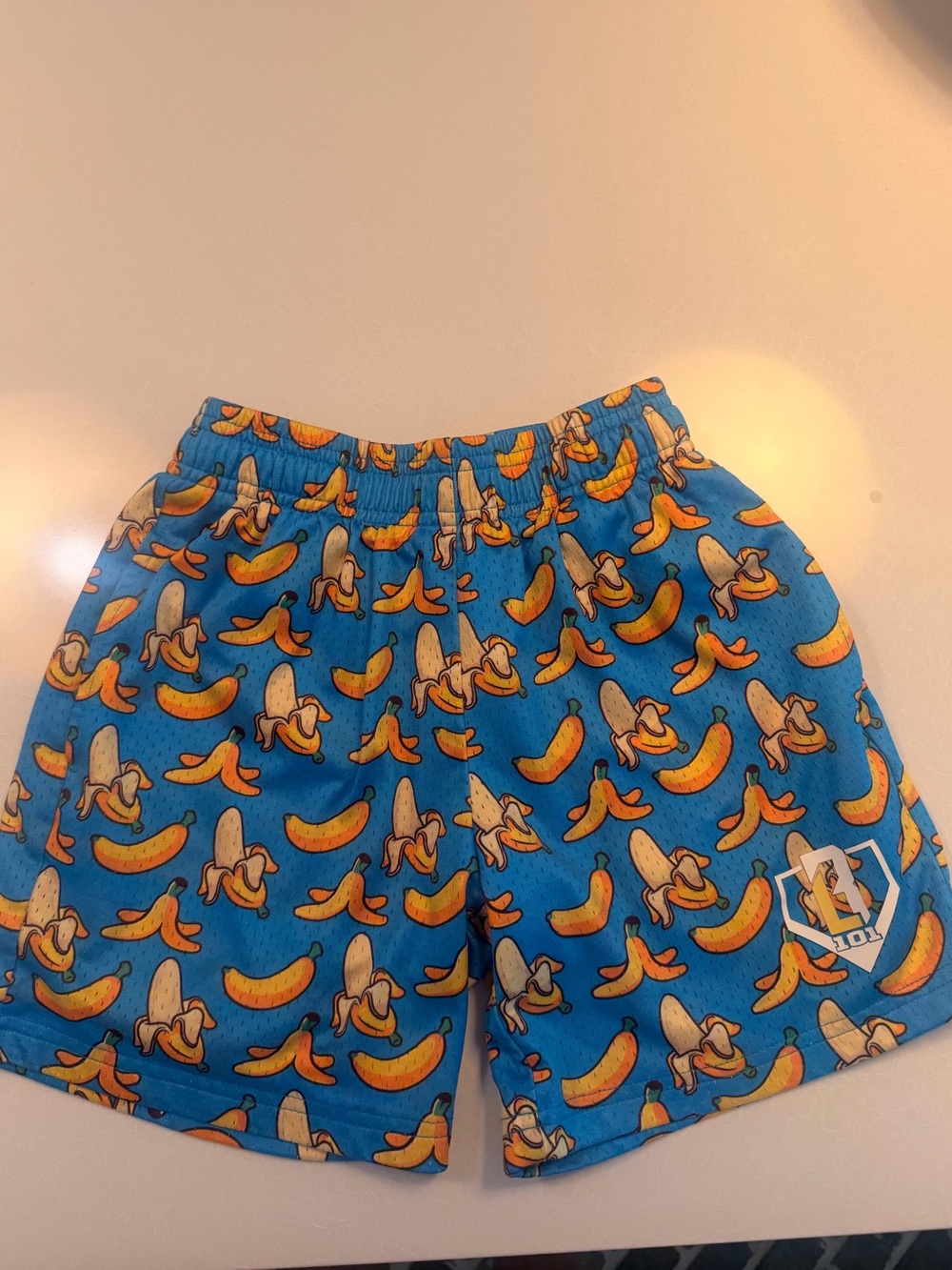Baseball lifestyle 101 Blue Banana-Patterned Kids Shorts!  Small! EUC